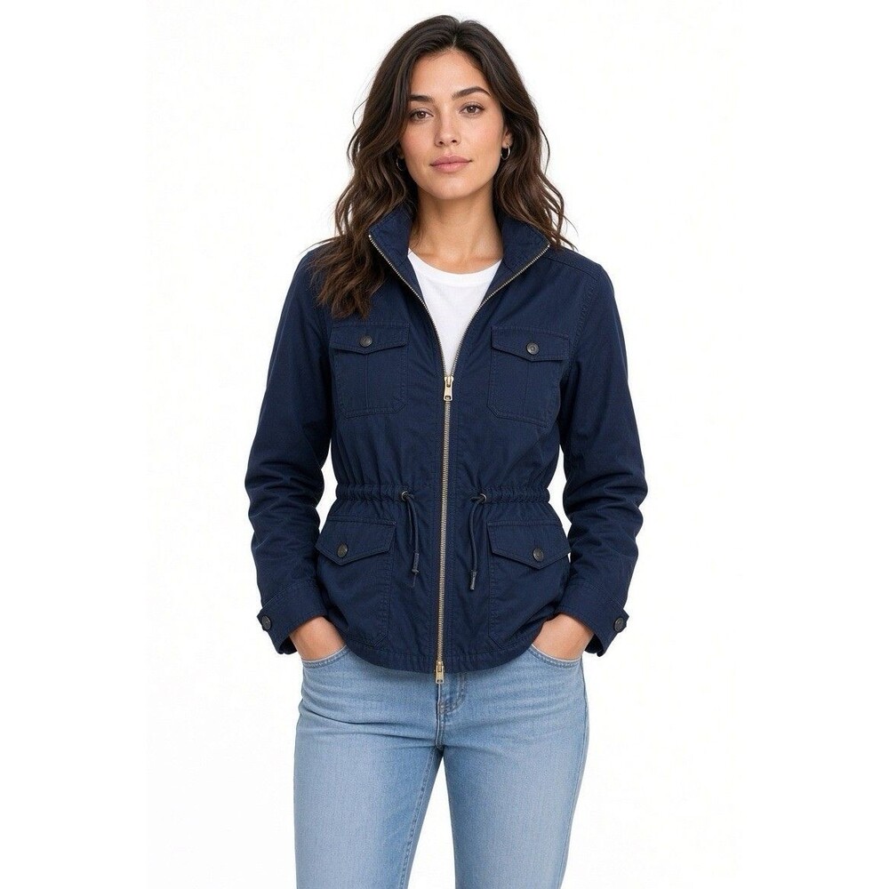 GAP Field Jacket Women’s Size Medium Full Zip Navy Blue Lightweight Coat NEW